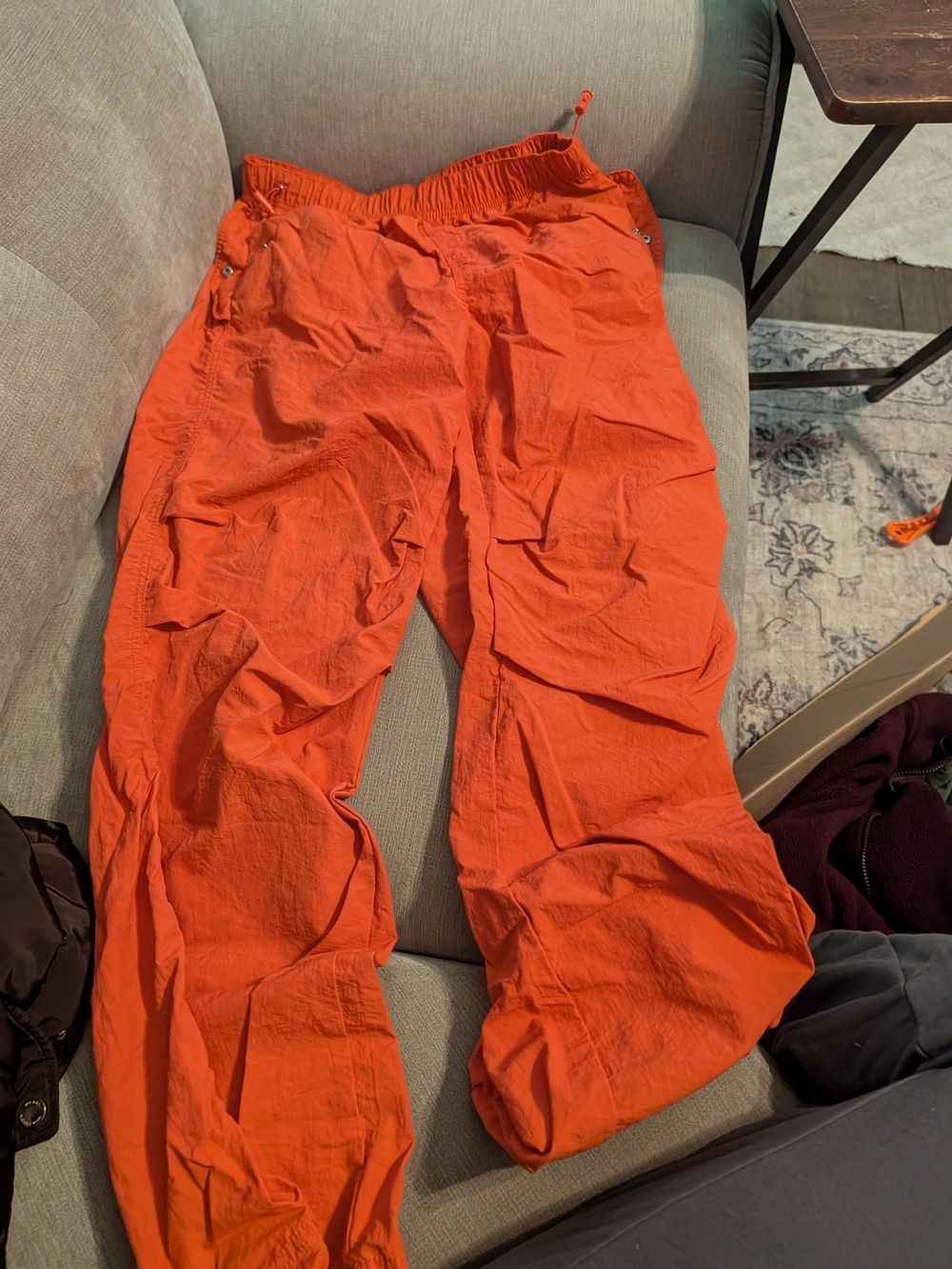 Love Tree Men's Bright Orange Cargo Pants with Drawstring Waist